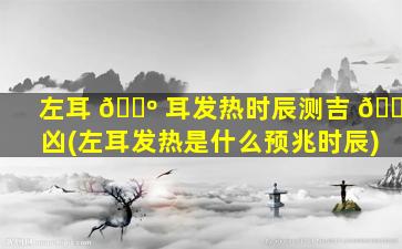 左耳 🌺 耳发热时辰测吉 🐟 凶(左耳发热是什么预兆时辰)